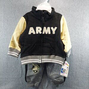 Colosseum Infant 3-6 Mos Army Jacket & Jogger Set Black/Beige/Gray NWT
